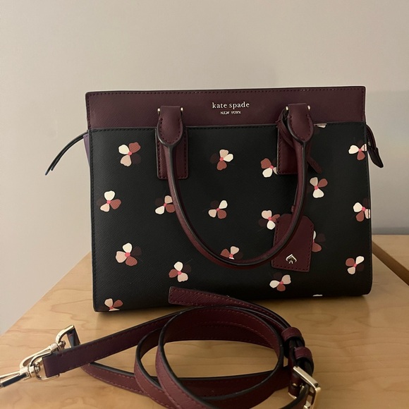 Kate Spade Black and Burgundy Floral Satchel - Picture 3 of 7